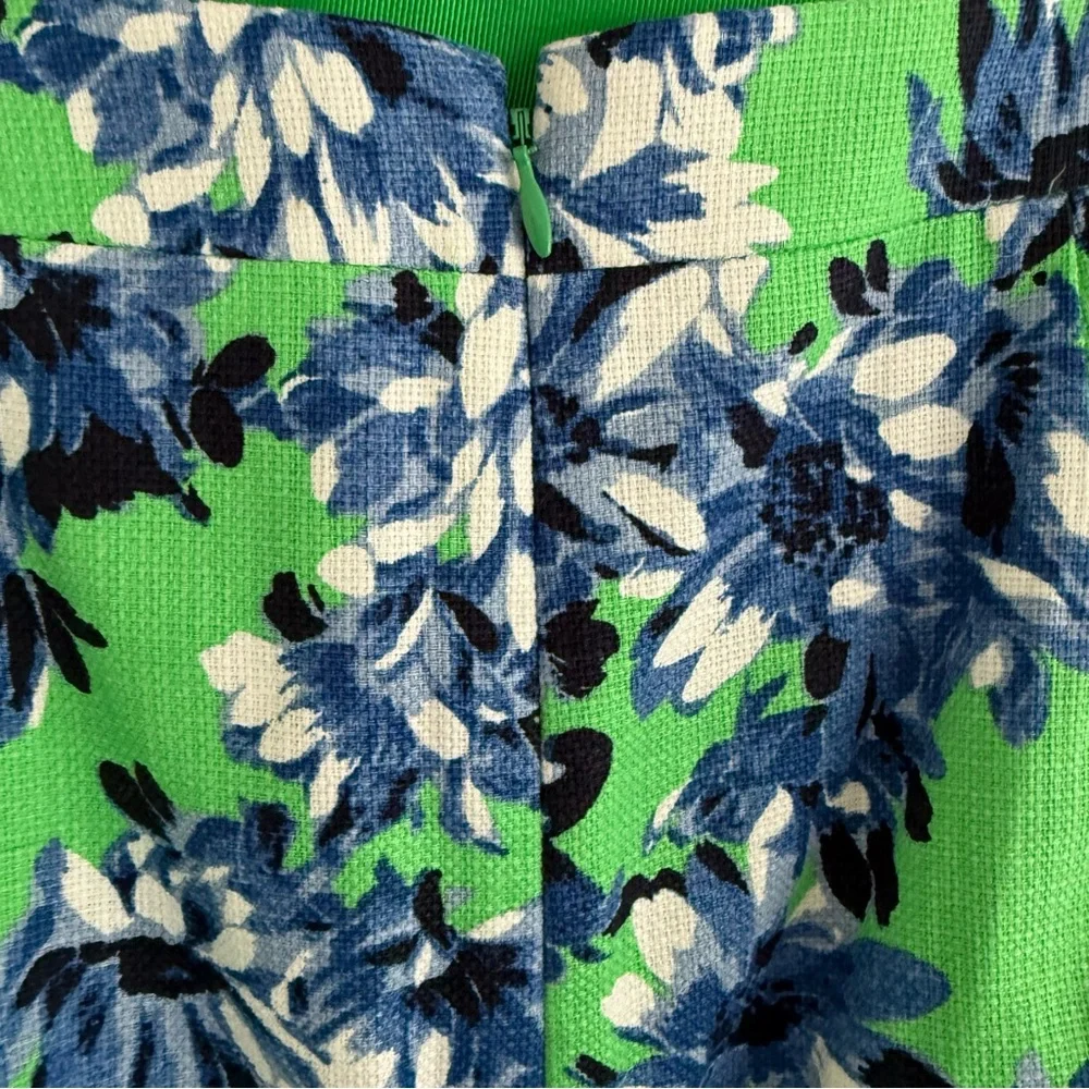 J. Crew The Pencil Skirt Floral Green Blue Women's Size 0